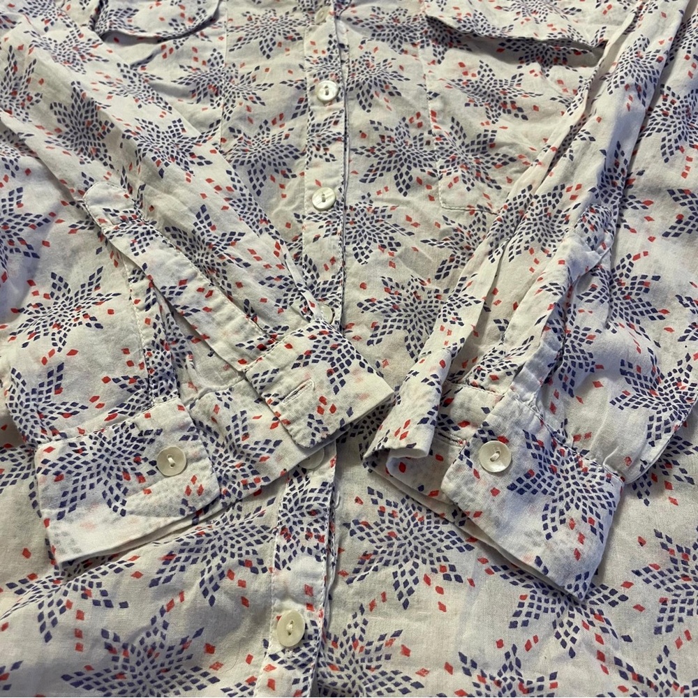 Roller Rabbit Collared Tunic Button Down Top Euc … - image 5